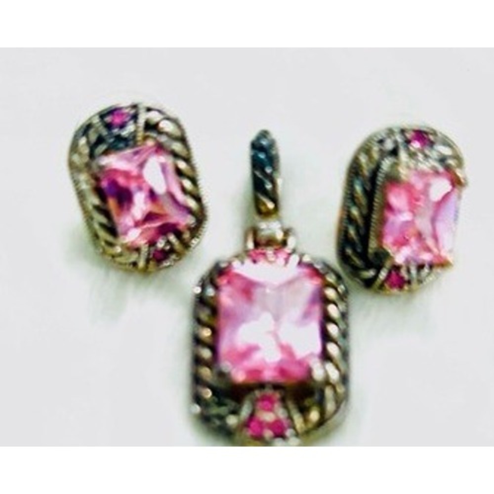 NWOT- Elegant Pink Gemstone Jewelry Set
